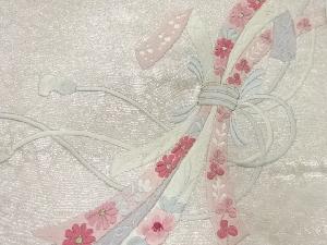 アンティーク　束ね熨斗に花模様刺繍名古屋帯